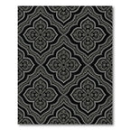 Ornate Gray quatrefoil Black background Rug
