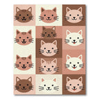 Cute Cat Face Grid Neutral Rug