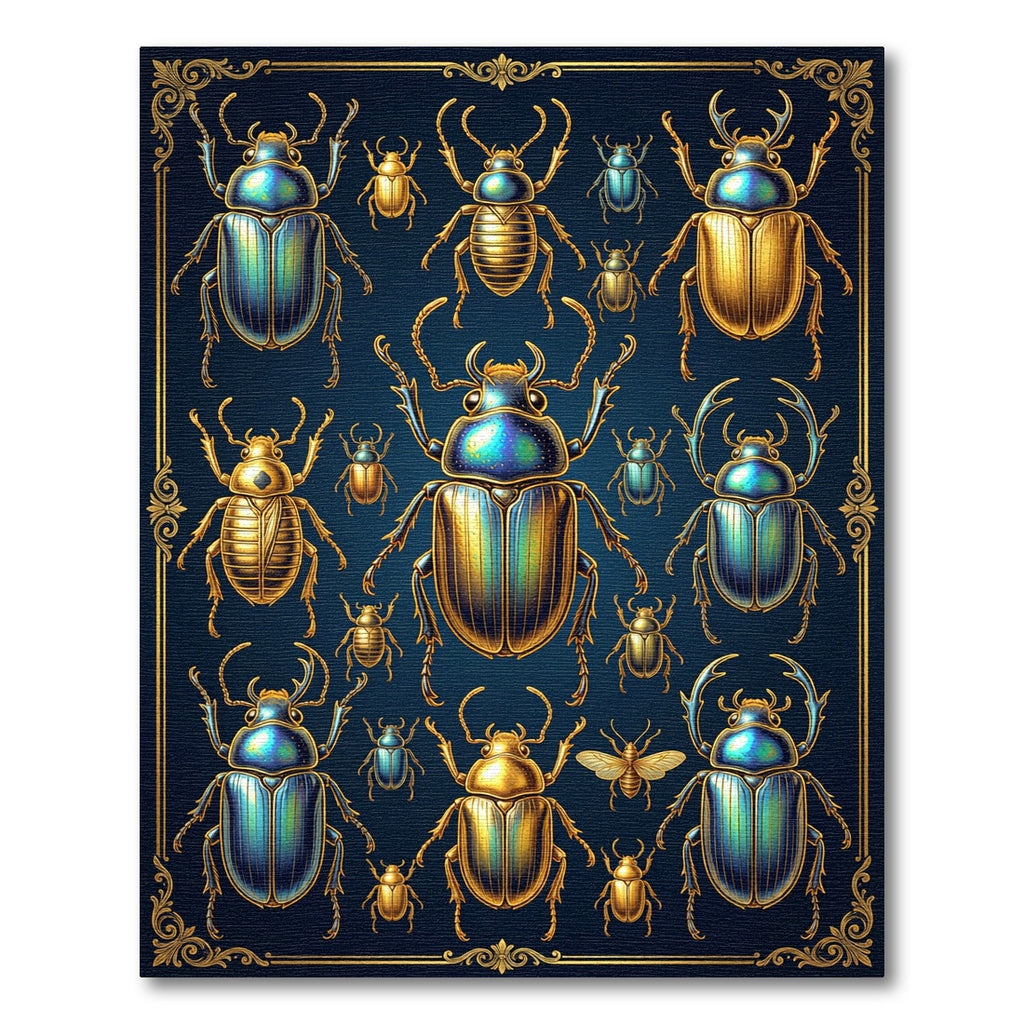 Golden Iridescent Beetle Entomology Art Rug