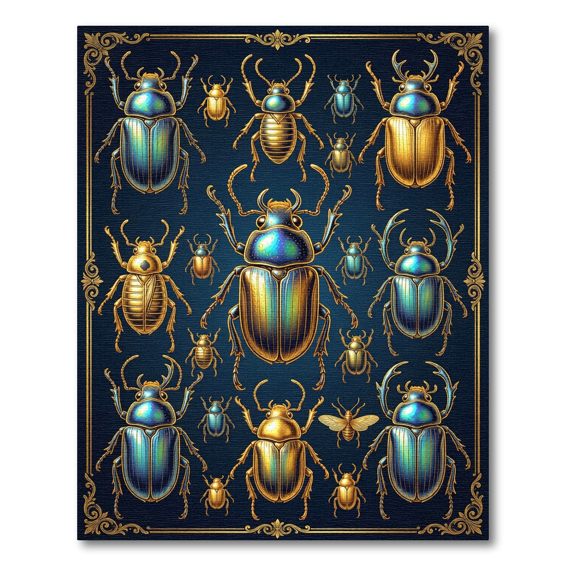 Golden Iridescent Beetle Entomology Art Rug