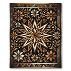 Antique Gold Star Floral Border Rug