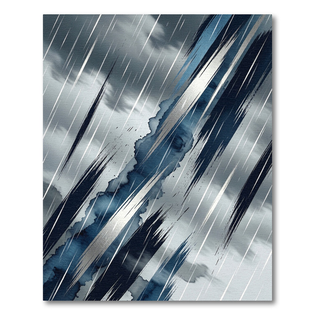 Abstract Ink Wash Diagonal Strokes Rug