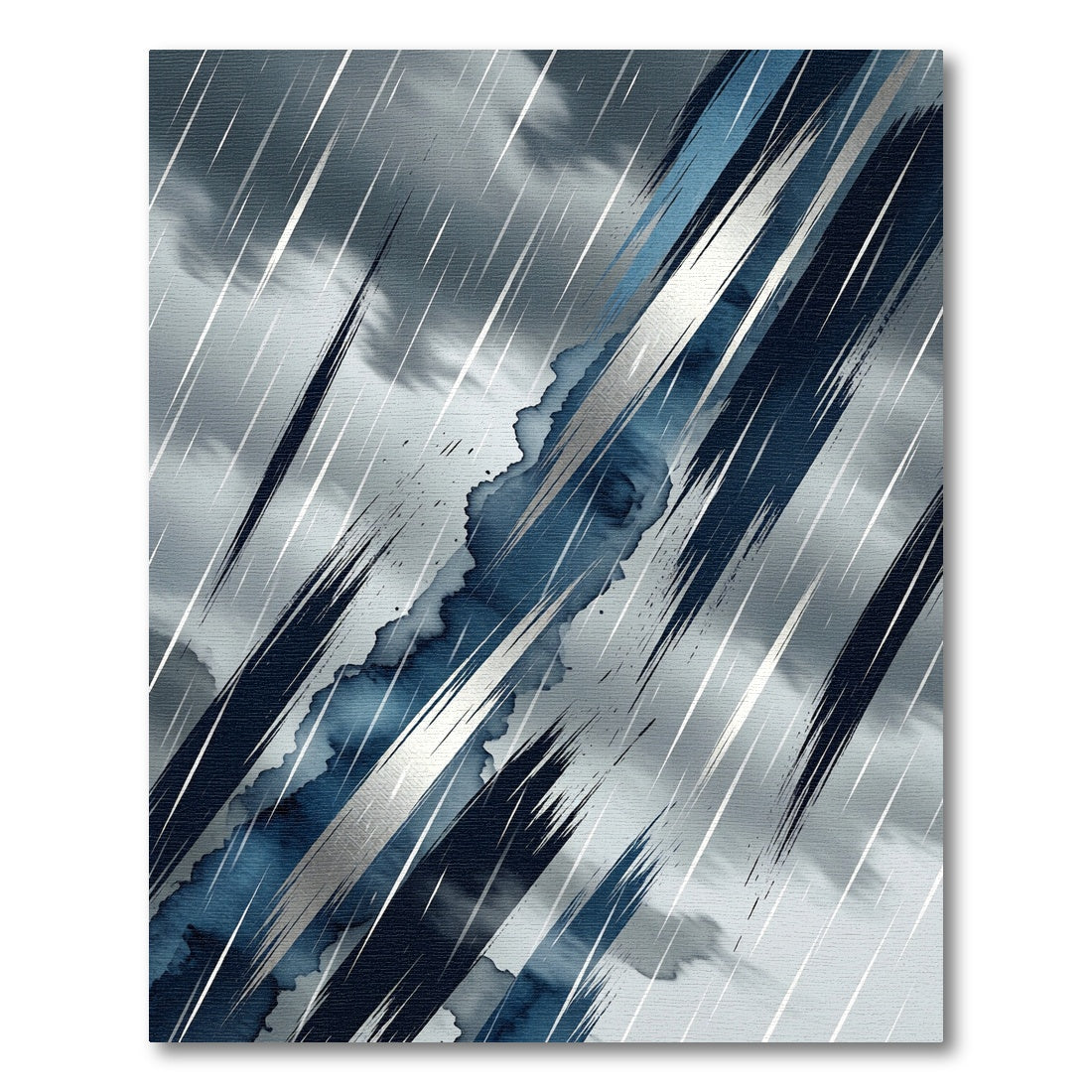 Abstract Ink Wash Diagonal Strokes Rug