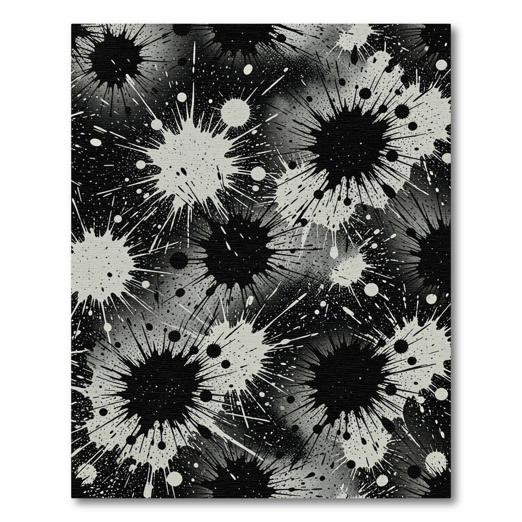 Monochrome Splatter Starburst Explosion Rug