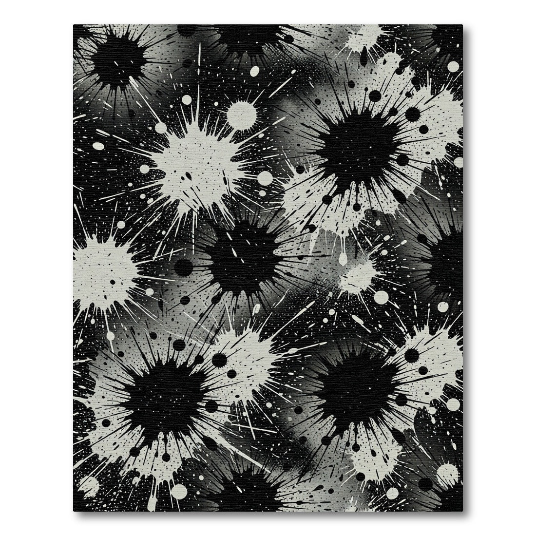 Monochrome Splatter Starburst Explosion Rug
