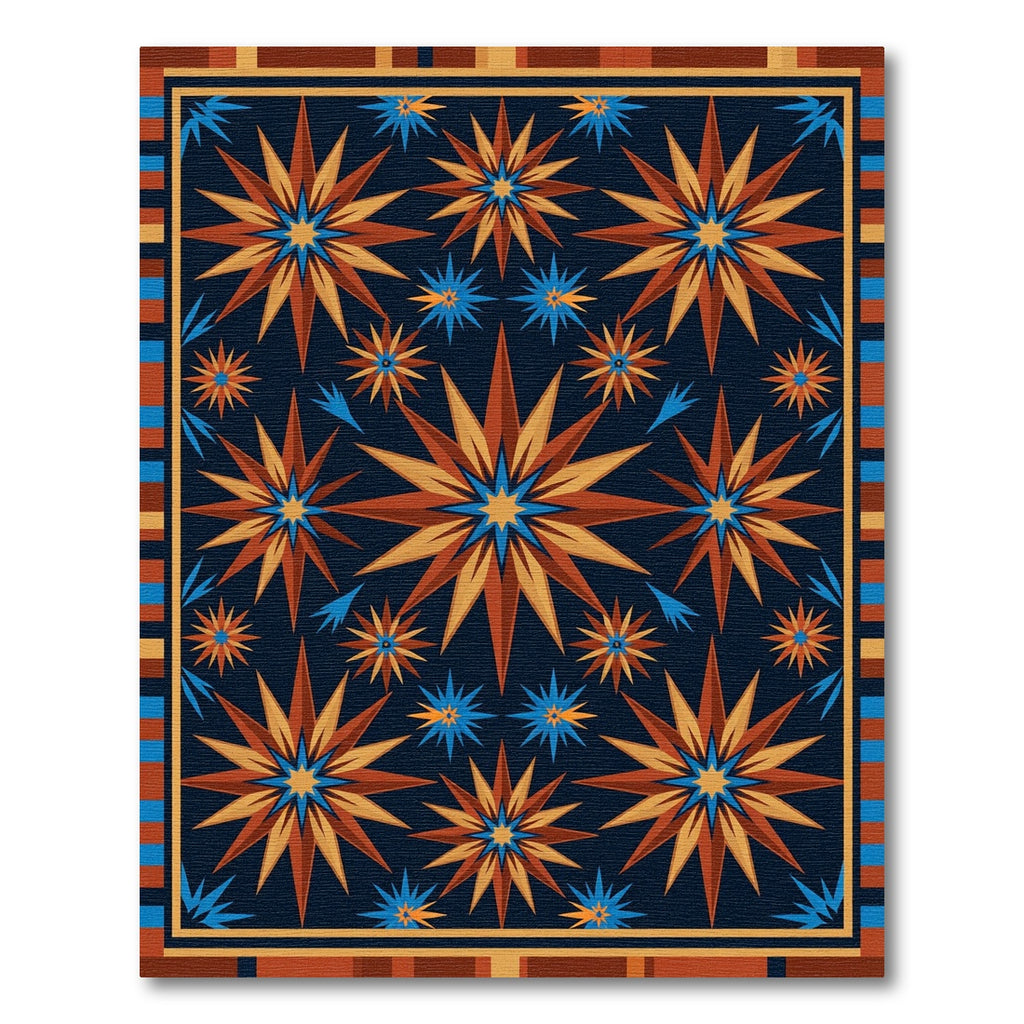 Celestial Navy Earth Tone Starburst Rug