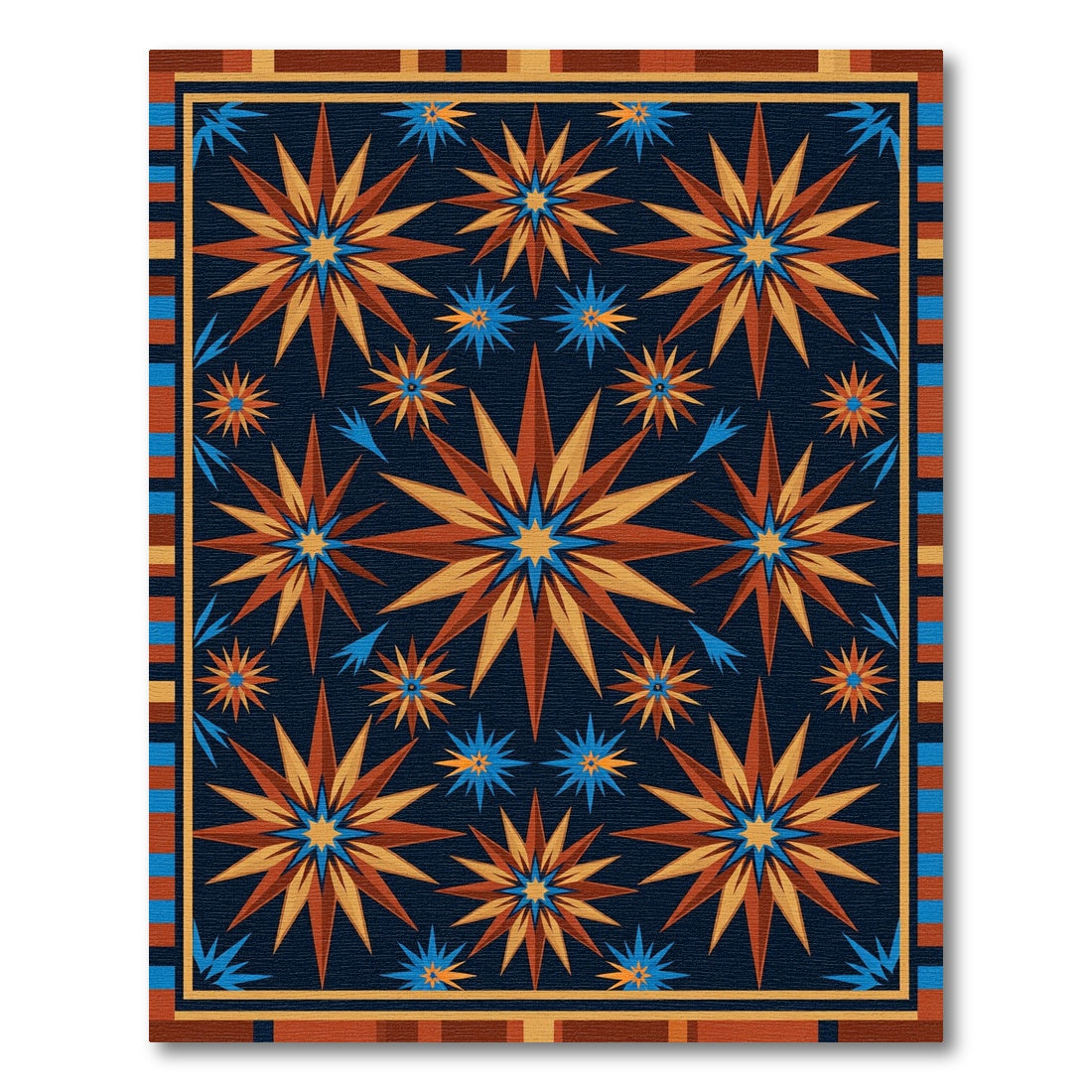 Celestial Navy Earth Tone Starburst Rug