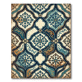 Vintage Teal Damask Floral Baroque Rug