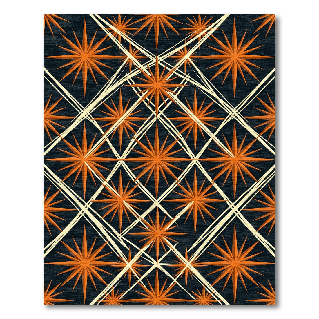 Bold Orange Starburst Geometric Overlay Rug