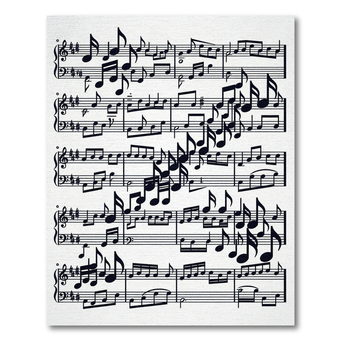Monochrome Musical Sheet Note Art Rug