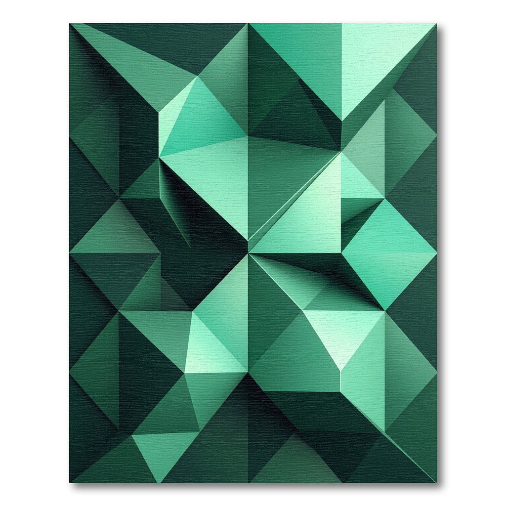 Emerald Faceted Geometric Abstract Rug
