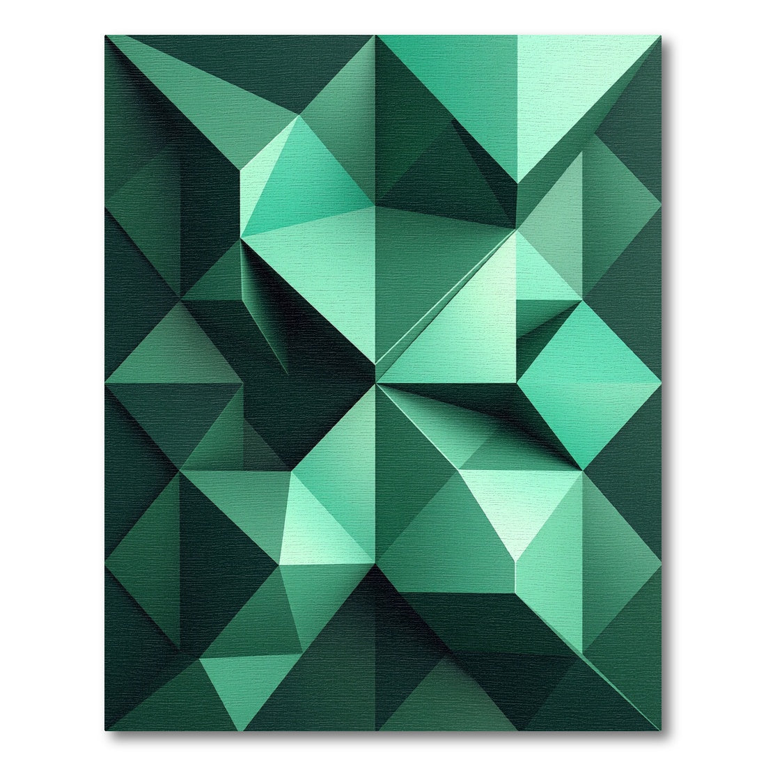 Emerald Faceted Geometric Abstract Rug