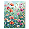 Watercolor Wildflower Meadow with Poppies Rug