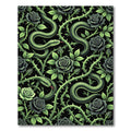 Dark Serpent and Rose Botanical Tapestry Rug