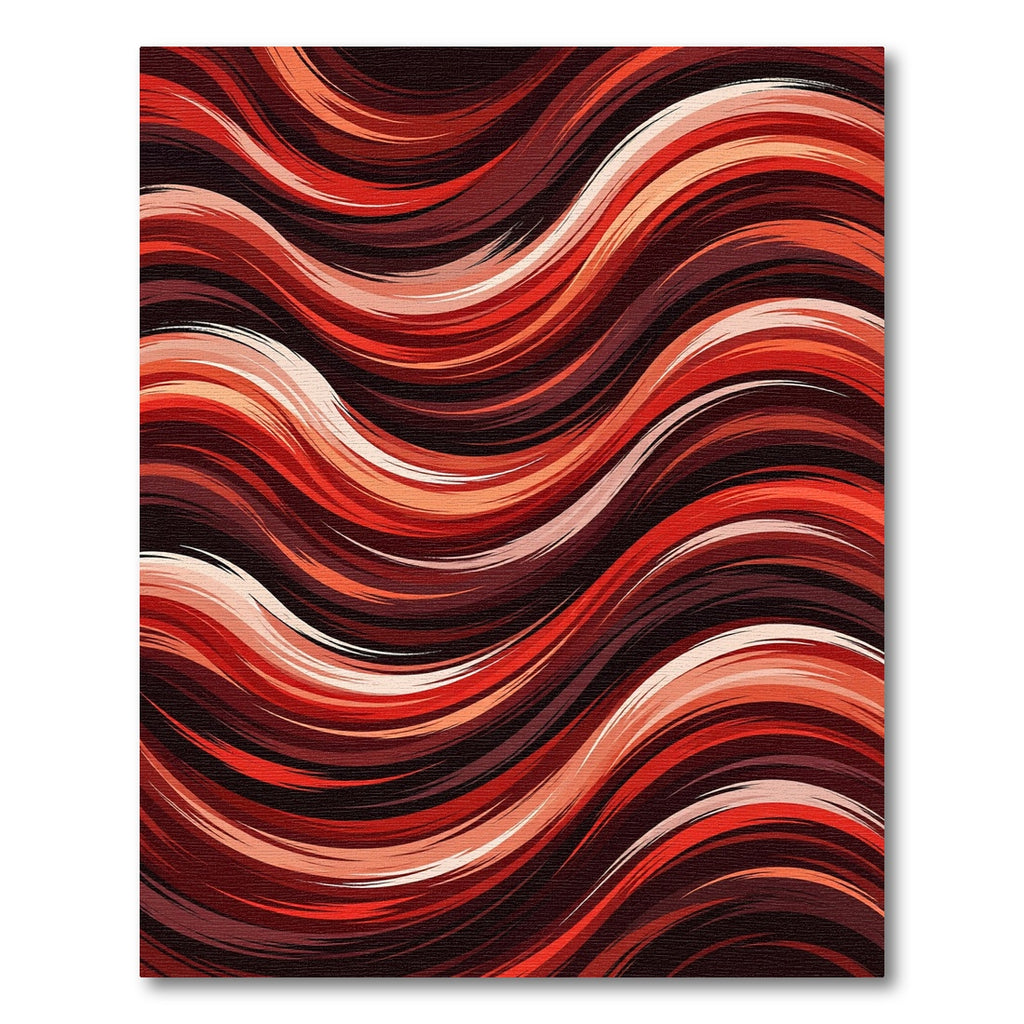 Crimson Red Flowing Abstract Waves Rug