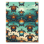 Tropical Sunset Sea Turtle Coastal Art Rug