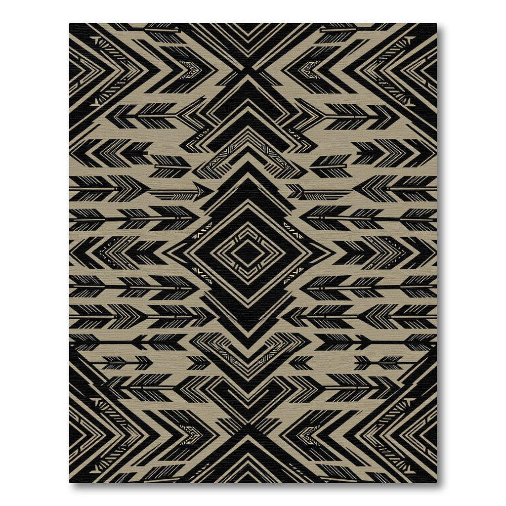 Black and Tan Geometric Arrow Rug