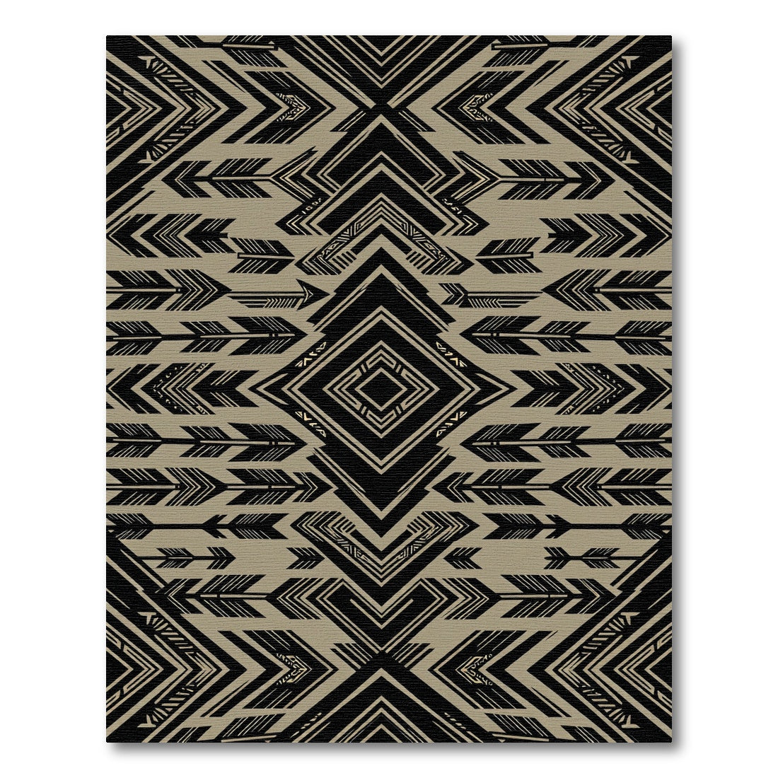 Black and Tan Geometric Arrow Rug