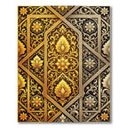 Ornate Golden Floral Damask Scroll Rug