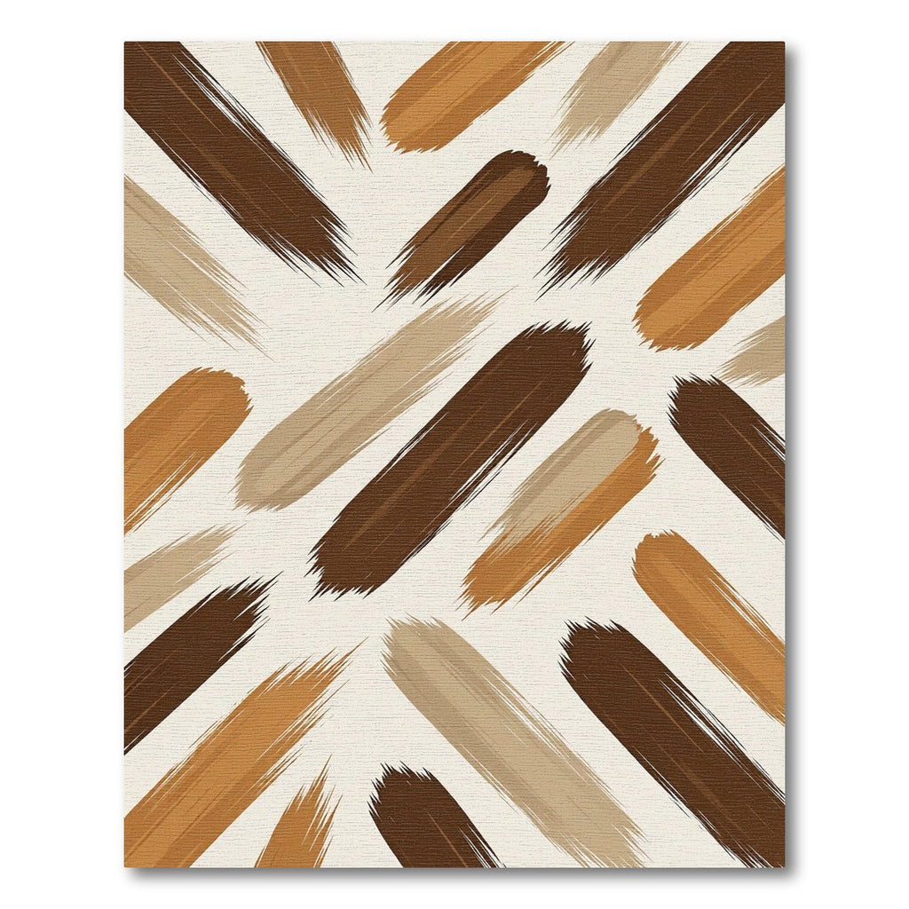 Earthy Abstract Coffee Brush Stroke Rug