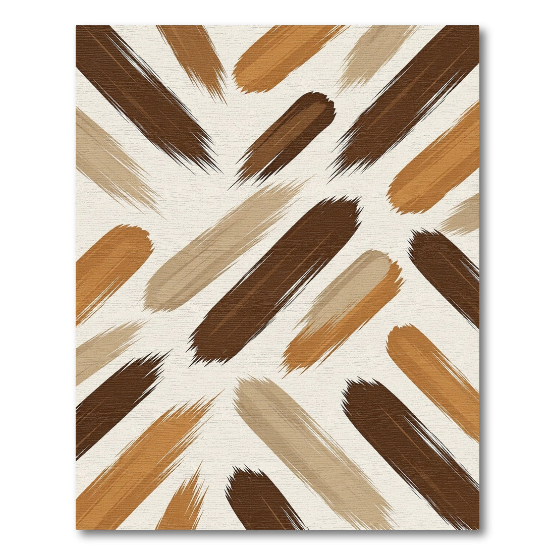 Earthy Abstract Coffee Brush Stroke Rug