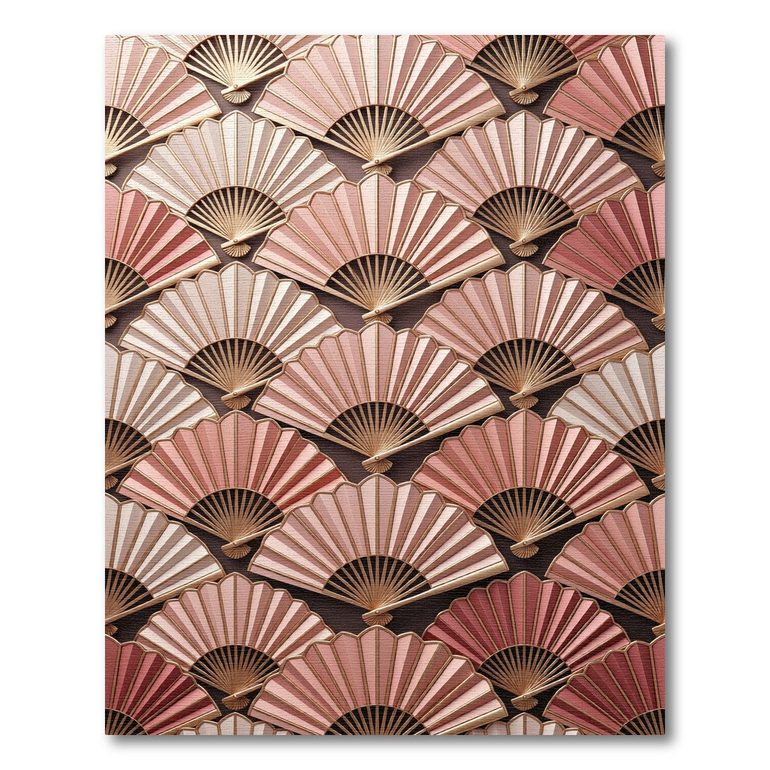 Elegant Blush Rose Gold Fan Radiance Rug