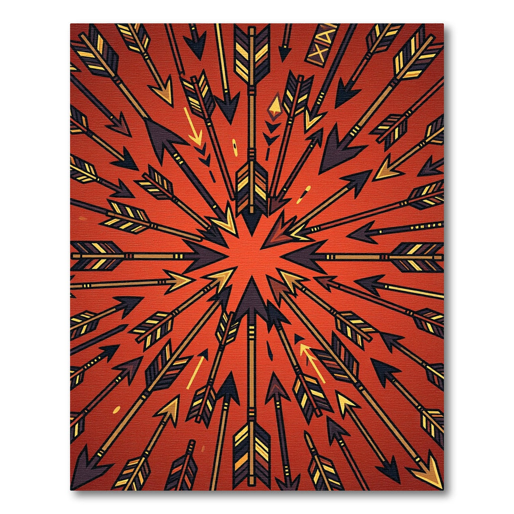 Vibrant Burnt Orange Radiant Arrow Burst Rug