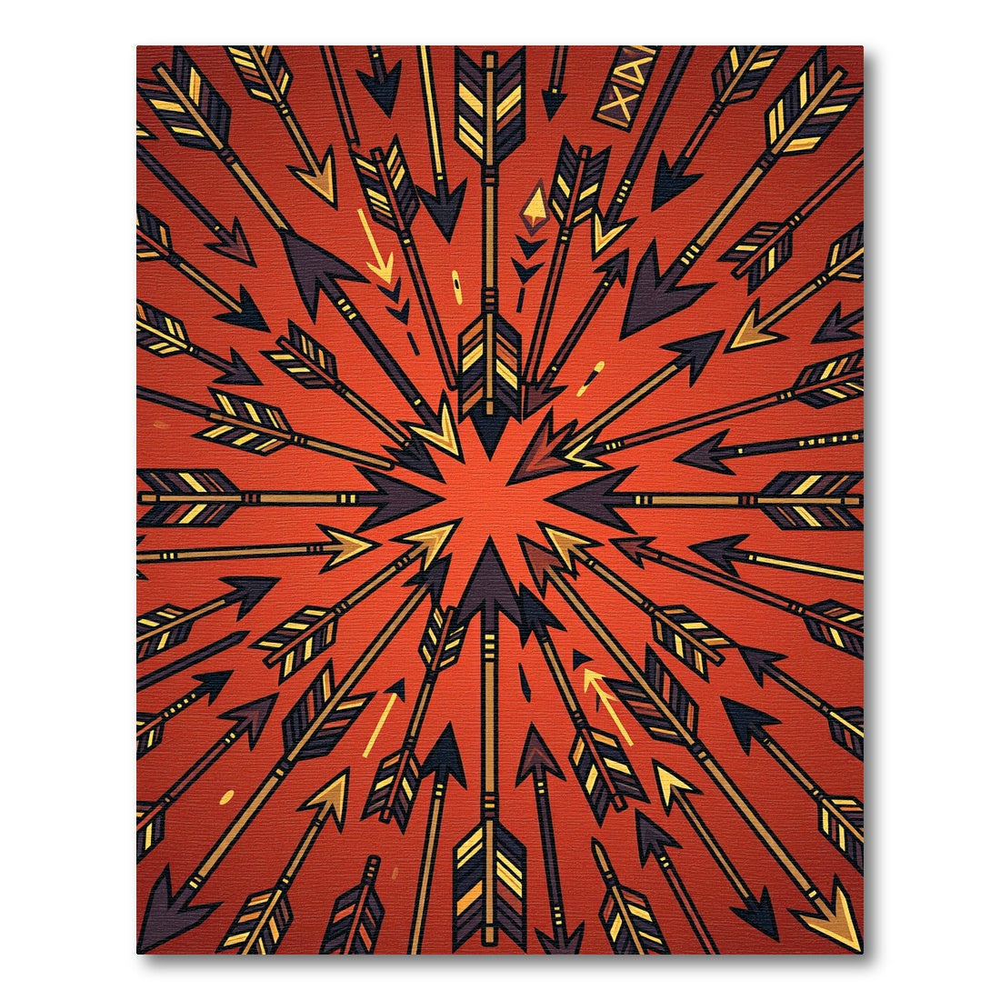Vibrant Burnt Orange Radiant Arrow Burst Rug