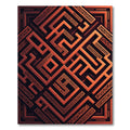 Geometric Burnt Orange Labyrinth Maze Rug