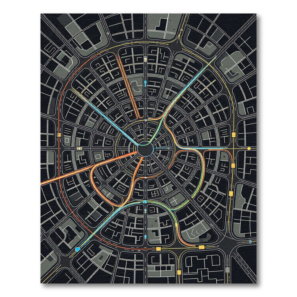 Radial City Map Swirl Rug