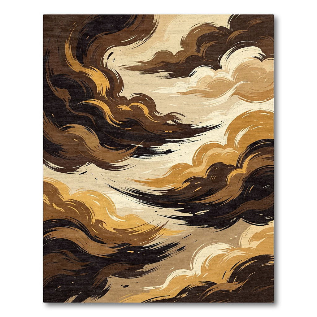 Abstract Sepia Swirl Brushstroke Rug
