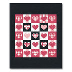 Checkered Pink Heart Grid Rug