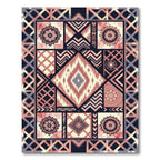 Eclectic Rose Gold Geometric Mandala Collage Rug