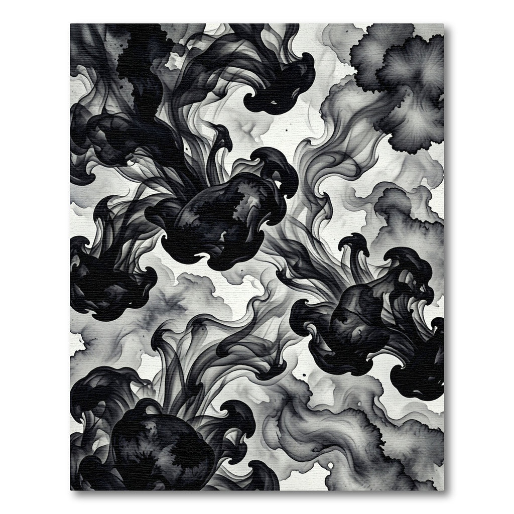 Monochromatic Ink Cloud Swirl Rug