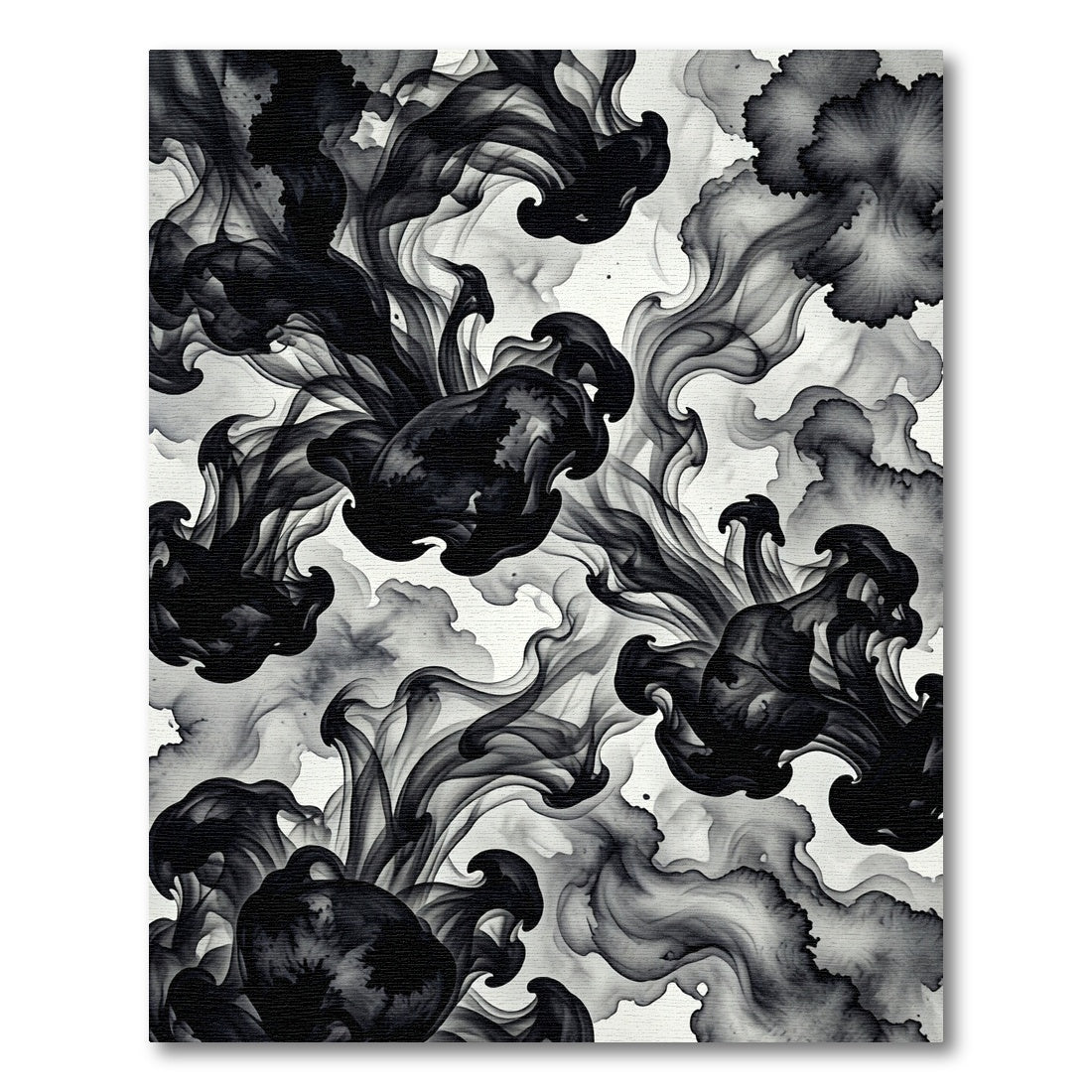 Monochromatic Ink Cloud Swirl Rug