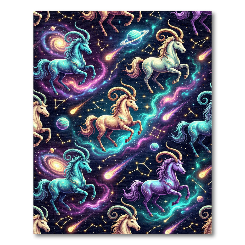 Celestial Capricorn Galaxy Nebula Cosmic Horse Rug