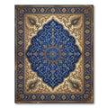 Ornate Indigo Floral Medallion Scroll Rug