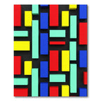 Modern Colorful Geometric Interlocking Block Art Rug