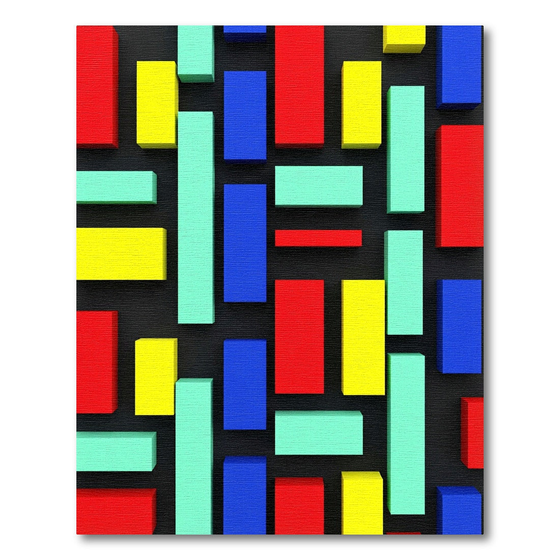 Modern Colorful Geometric Interlocking Block Art Rug