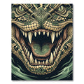 Fierce Green Reptilian Scale Close-up Rug
