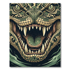 Fierce Green Reptilian Scale Close-up Rug