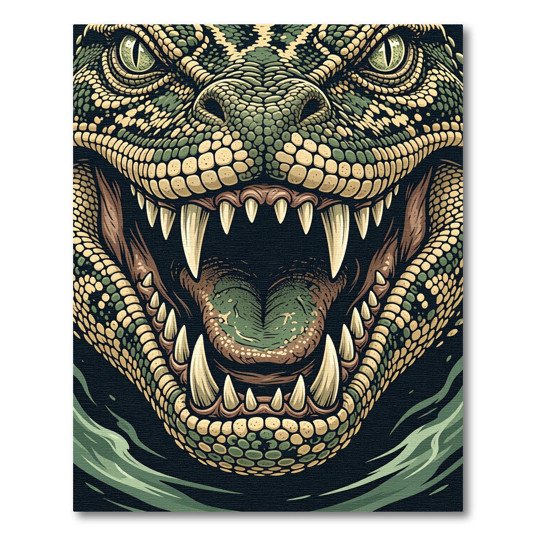 Fierce Green Reptilian Scale Close-up Rug
