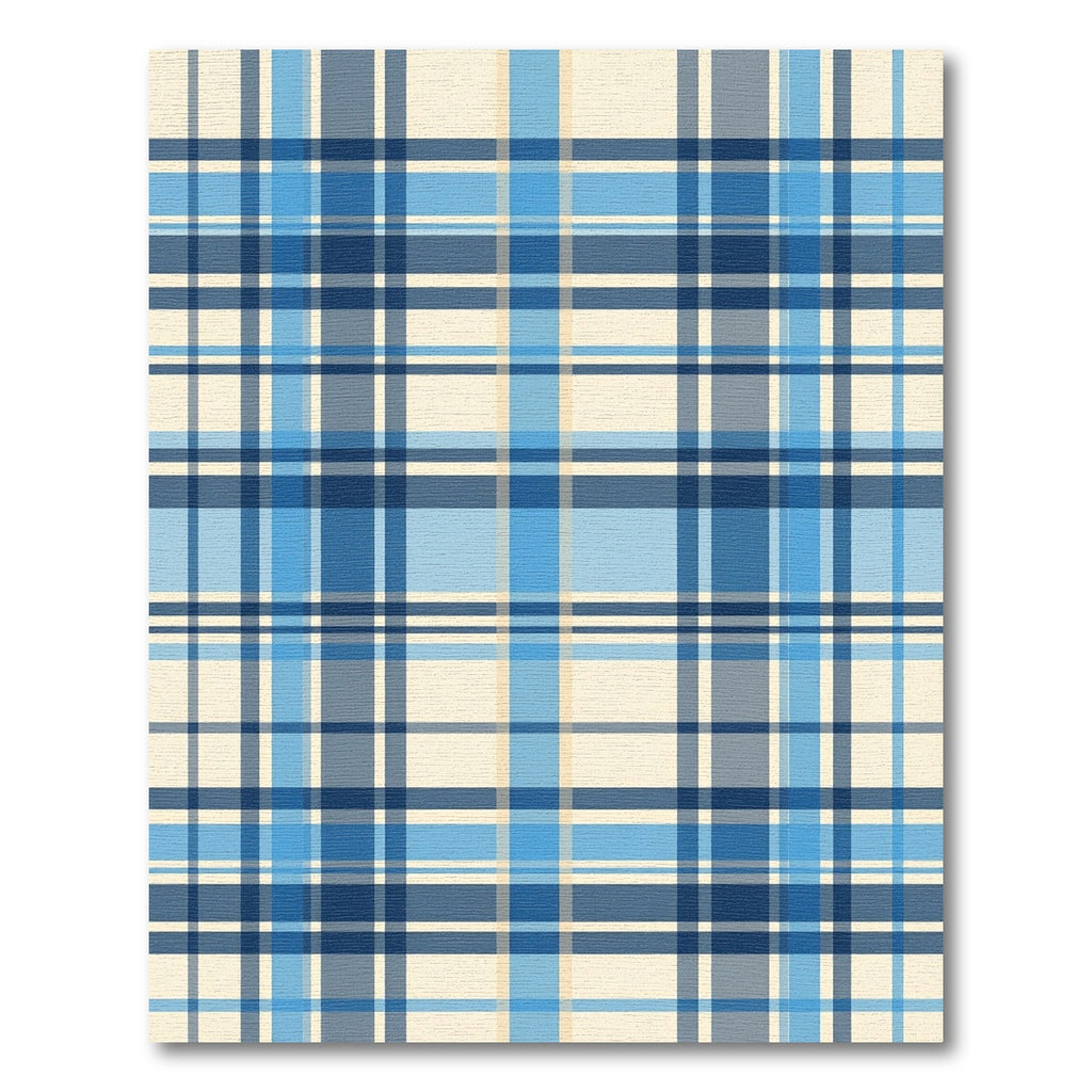 Navy Blue Cream Plaid Checkered Rug