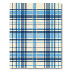 Navy Blue Cream Plaid Checkered Rug