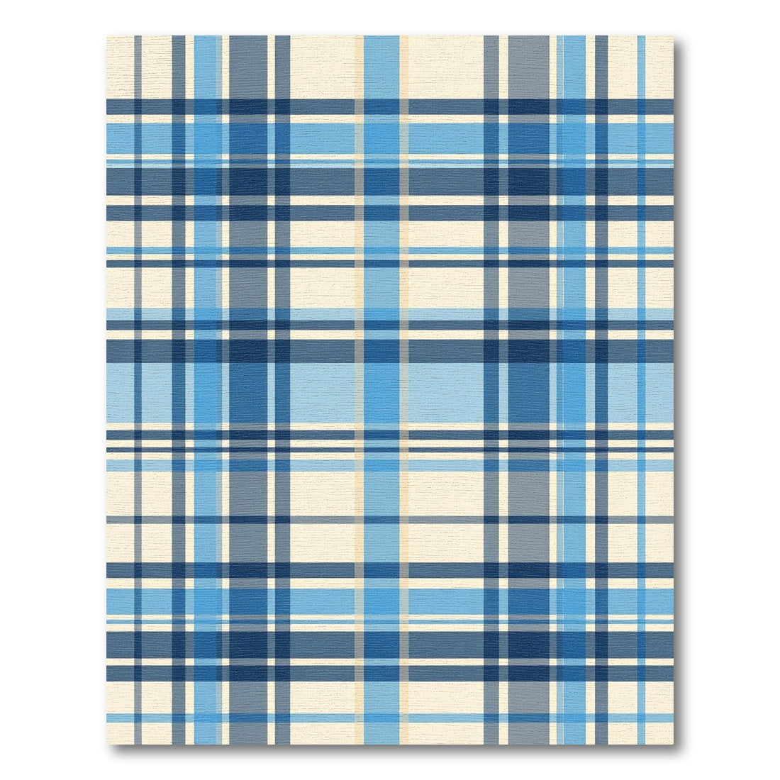 Navy Blue Cream Plaid Checkered Rug