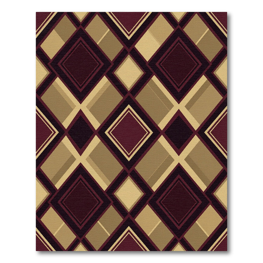 Elegant Maroon and Gold Argyle Geometry Rug