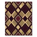 Elegant Maroon and Gold Argyle Geometry Rug