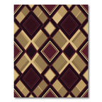 Elegant Maroon and Gold Argyle Geometry Rug