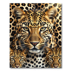 Majestic Golden Leopard Face Trio Rug