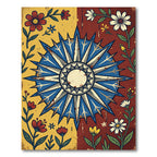 Vintage Floral Compass Sunburst Rug
